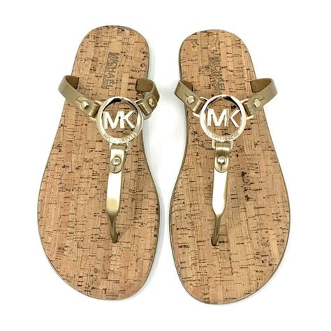 michael kors flip flops black and gold|Michael Kors black suede sandals.